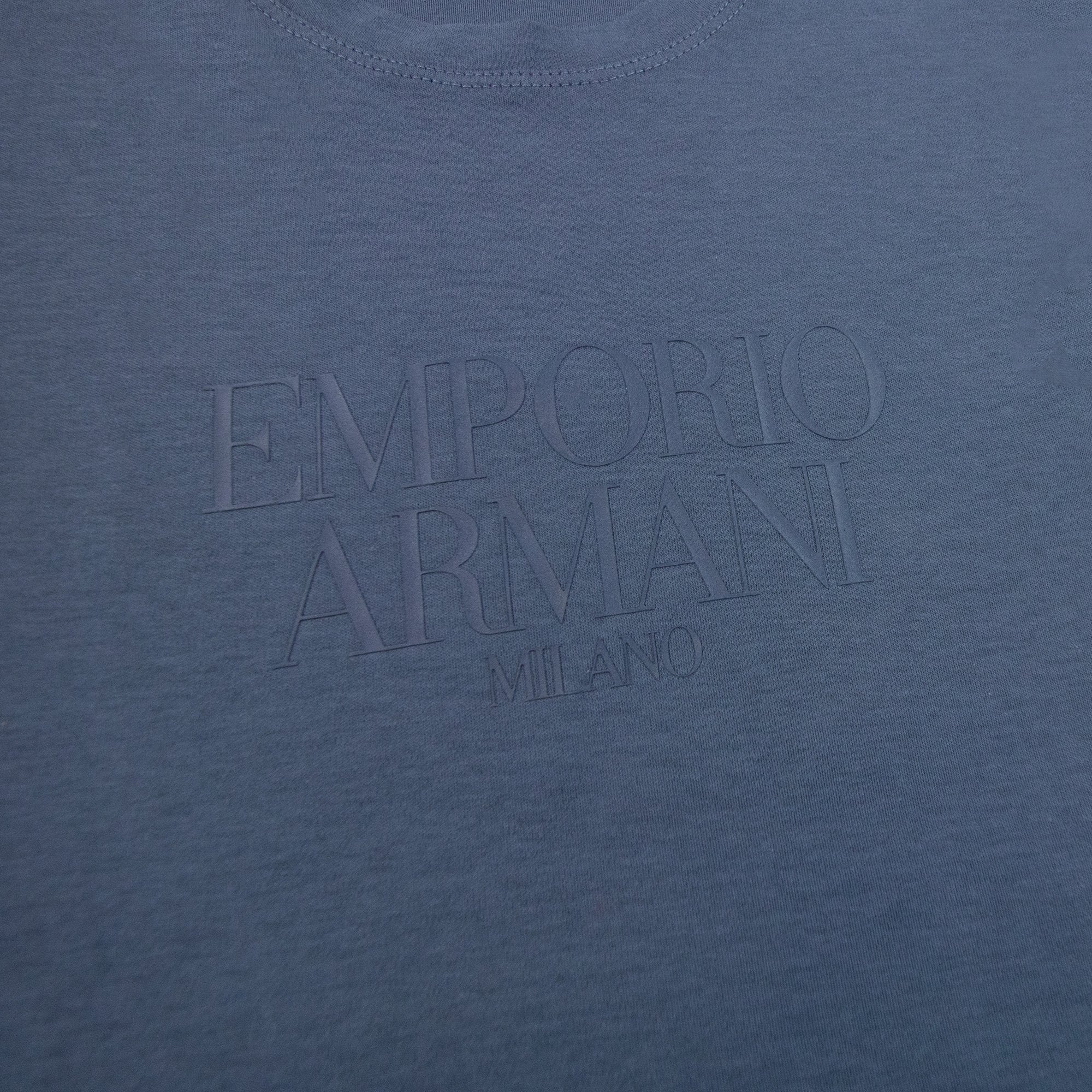 Emporio Armani Milano Rubber Logo S/s T Shirt Blue
