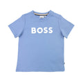 Hugo Boss Kids Snap Fastening Crewneck Logo T Shirt Pale Blue 77a