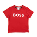 Hugo Boss Kids Snap Fastening Crewneck Logo T Shirt Red 991