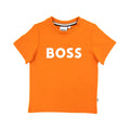 Hugo Boss Kids Snap Fastening Crewneck Logo T Shirt Peach 401