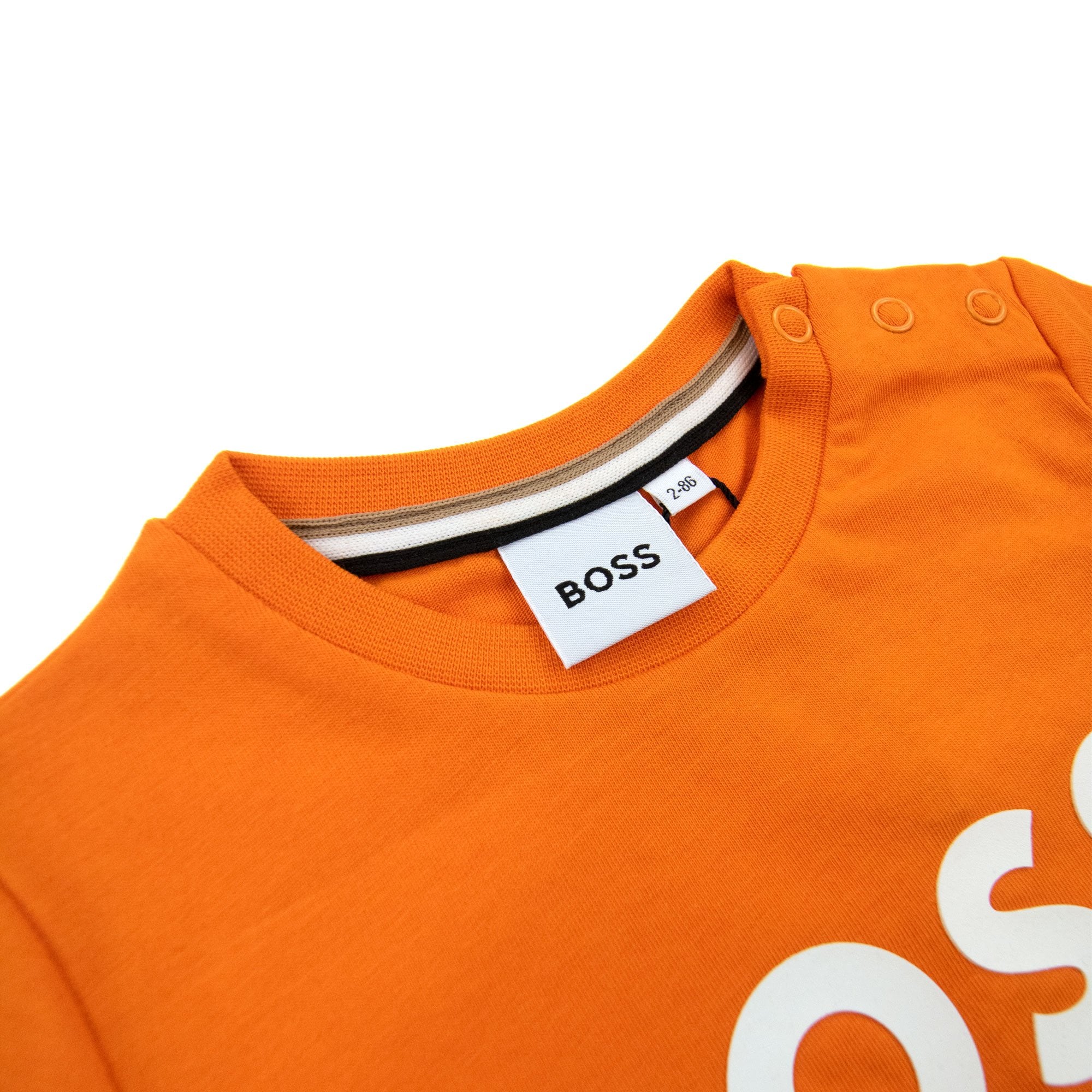 Hugo Boss Kids Snap Fastening Crewneck Logo T Shirt Peach 401