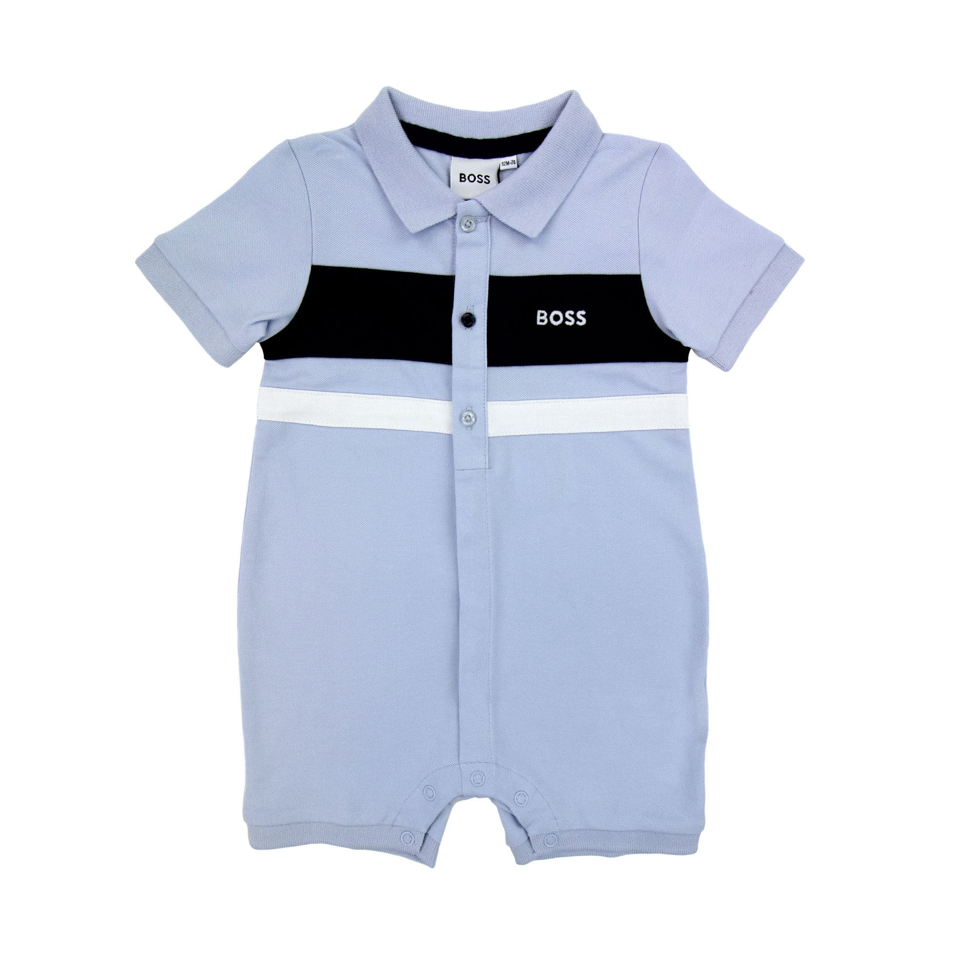 Hugo Boss Kids Baby Boy Short Polo Romper Pale Blue 771