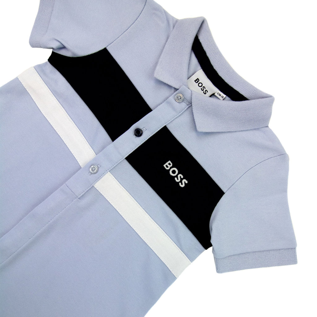 Hugo Boss Kids Baby Boy Short Polo Romper Pale Blue 771