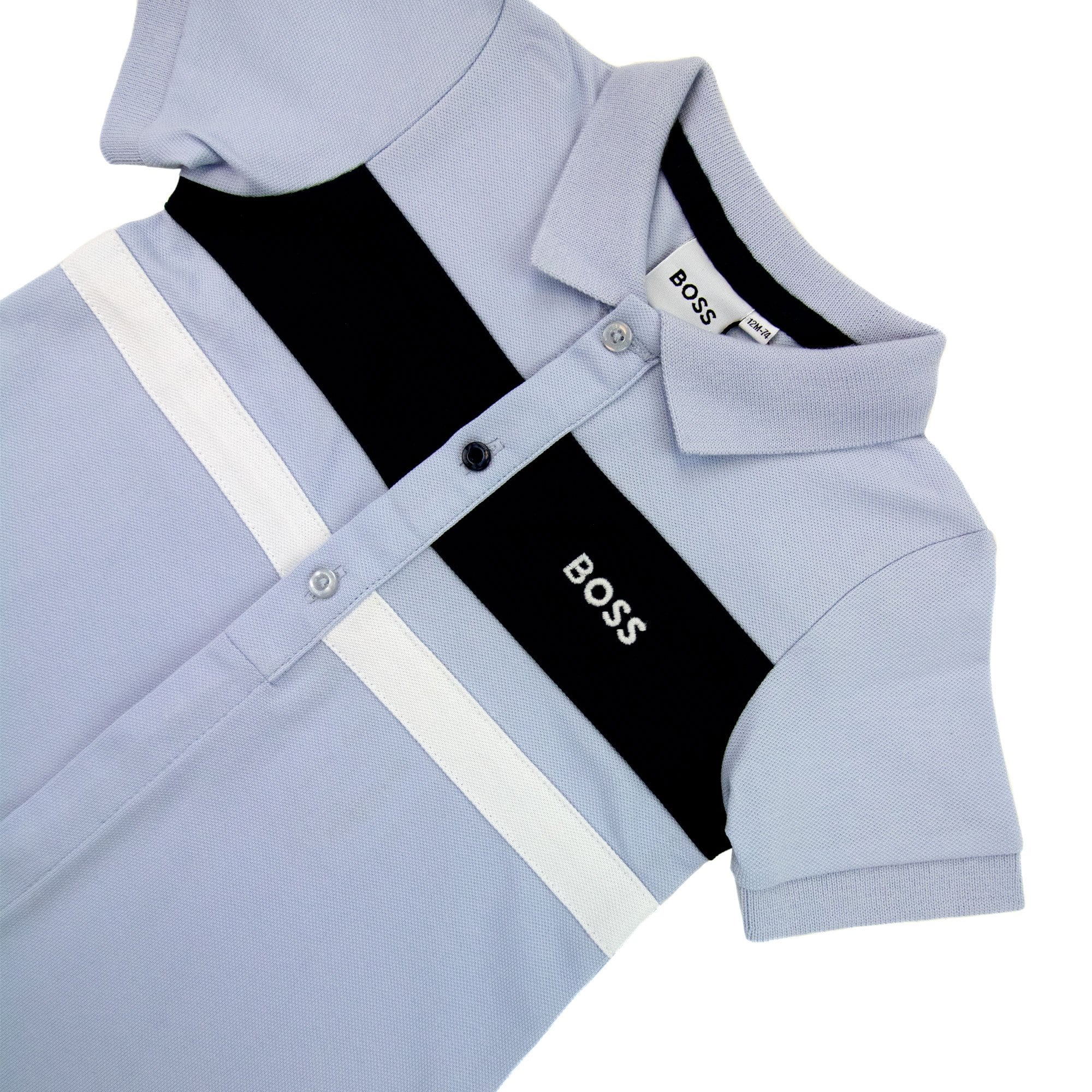 Hugo Boss Kids Baby Boy Short Polo Romper Pale Blue 771