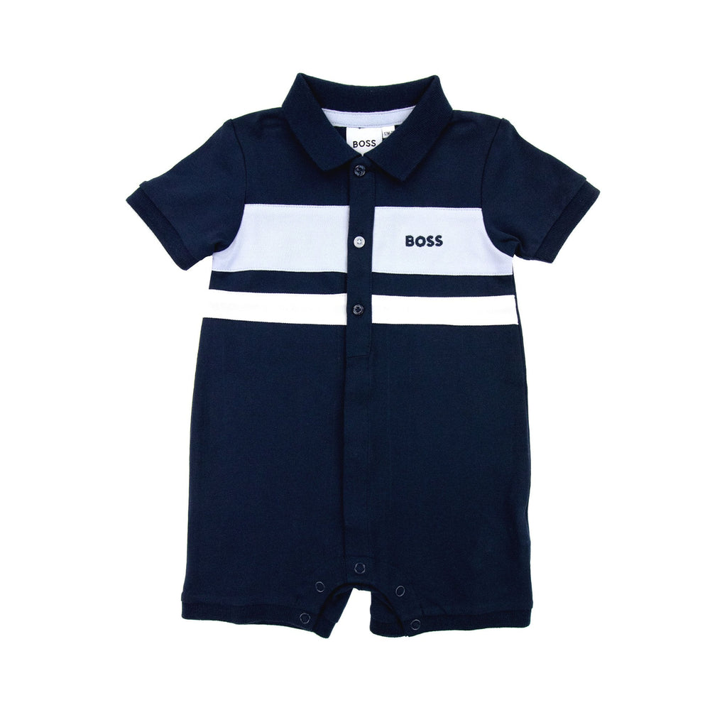 Hugo Boss Kids Baby Boy Short Polo Romper Navy 849