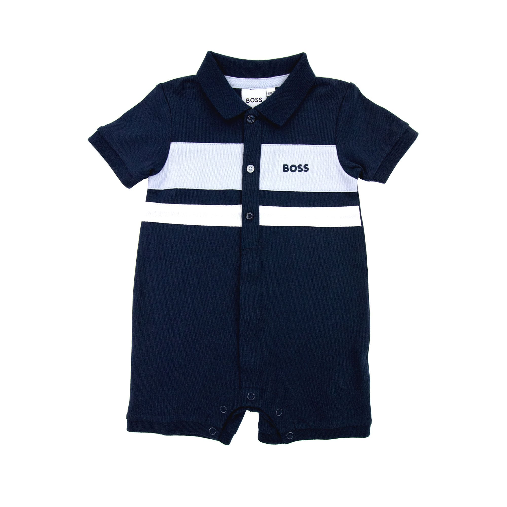 Hugo Boss Kids Baby Boy Short Polo Romper Navy 849