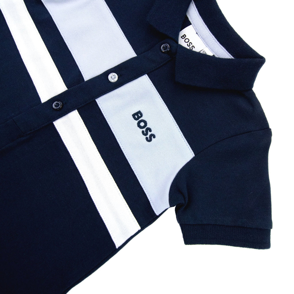 Hugo Boss Kids Baby Boy Short Polo Romper Navy 849