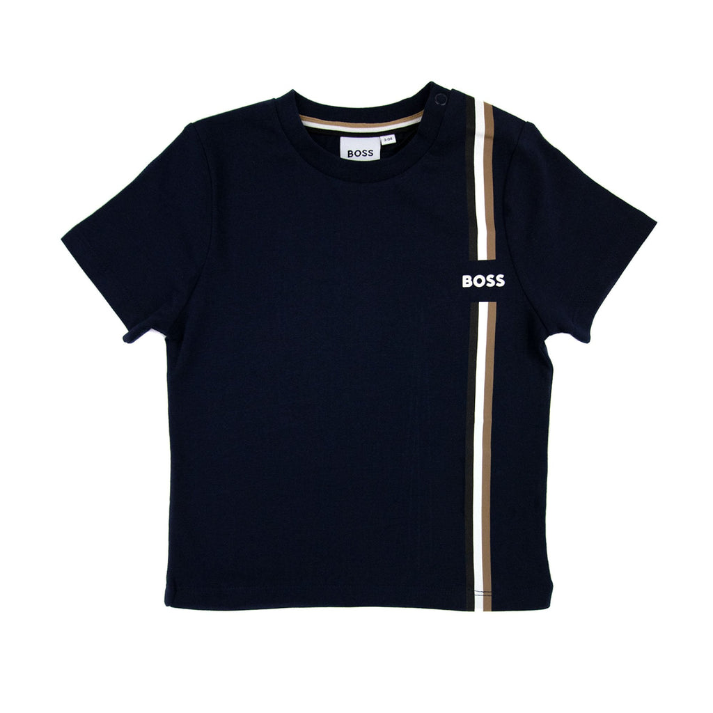 Hugo Boss Kids 2 Piece Side Stripe T Shirt & Short Set Navy 849