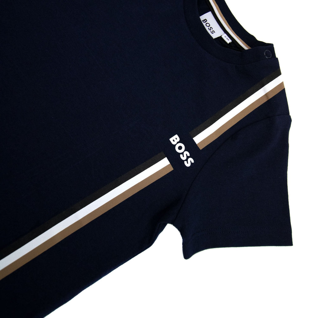 Hugo Boss Kids 2 Piece Side Stripe T Shirt & Short Set Navy 849