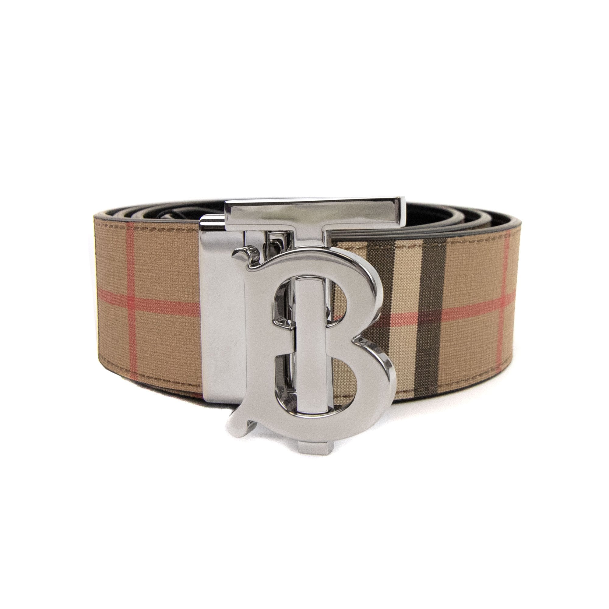 Burberry Check and Leather Reversible Wide TB Belt