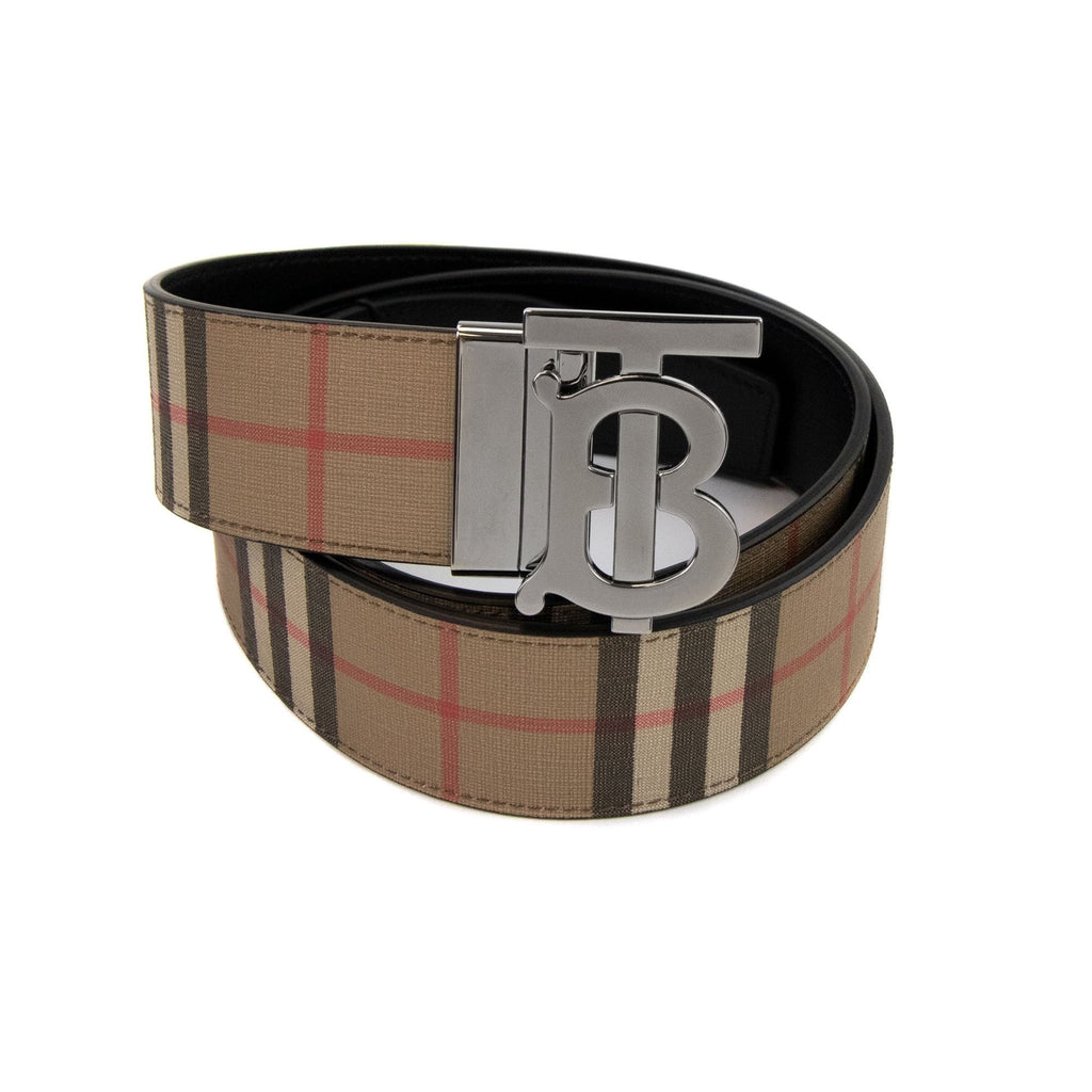 Burberry Check and Leather Reversible Wide TB Belt