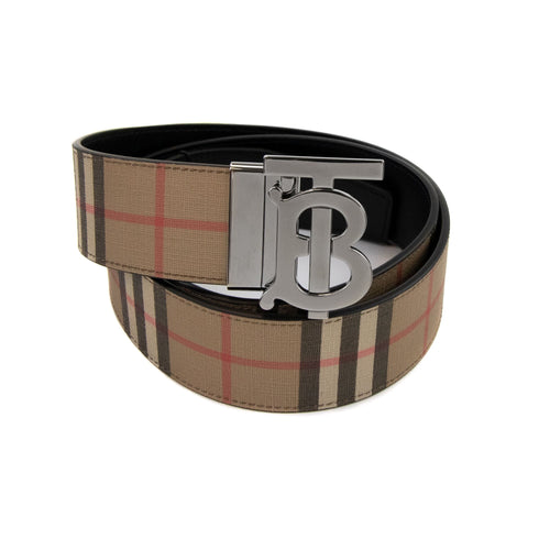 Burberry Check and Leather Reversible Wide TB Belt