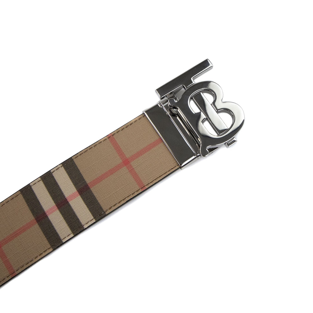 Burberry Check and Leather Reversible Wide TB Belt