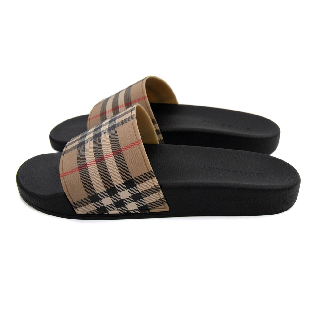 Burberry Furley Vintage Check Print Slides Archive Beige