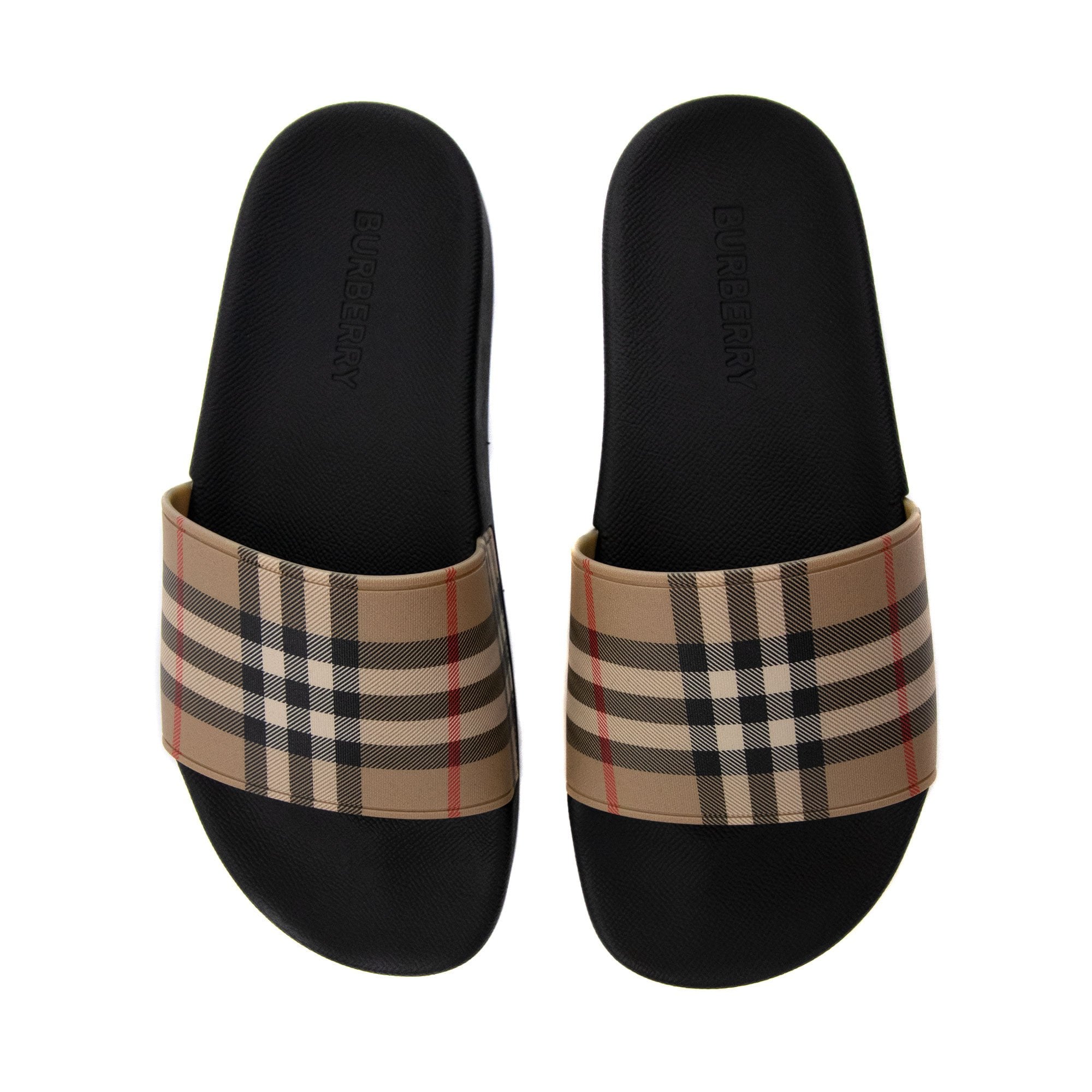 Burberry Furley Vintage Check Print Slides Archive Beige