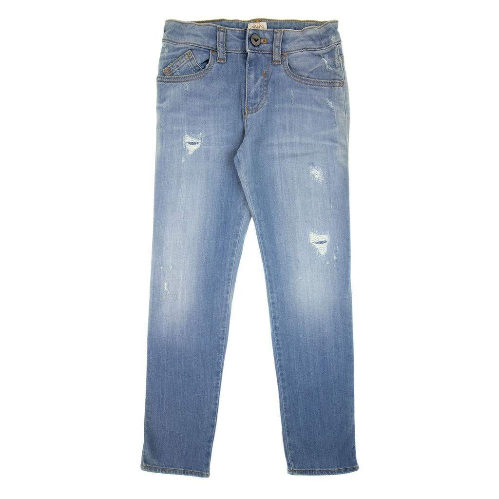 Armani Junior J15 Ripped Stretchy Jeans Denim Blue