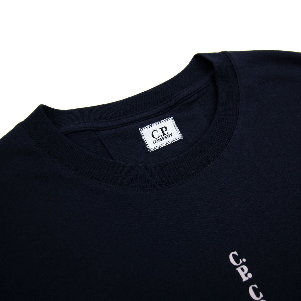 Cp Company 30/1 Vertical Logo T Shirt Navy 888