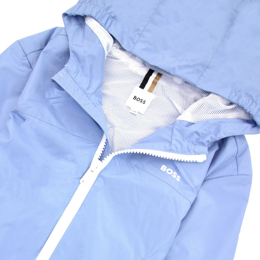 Hugo Boss Kids Logo Wind Breaker Jacket Pale Blue 77a