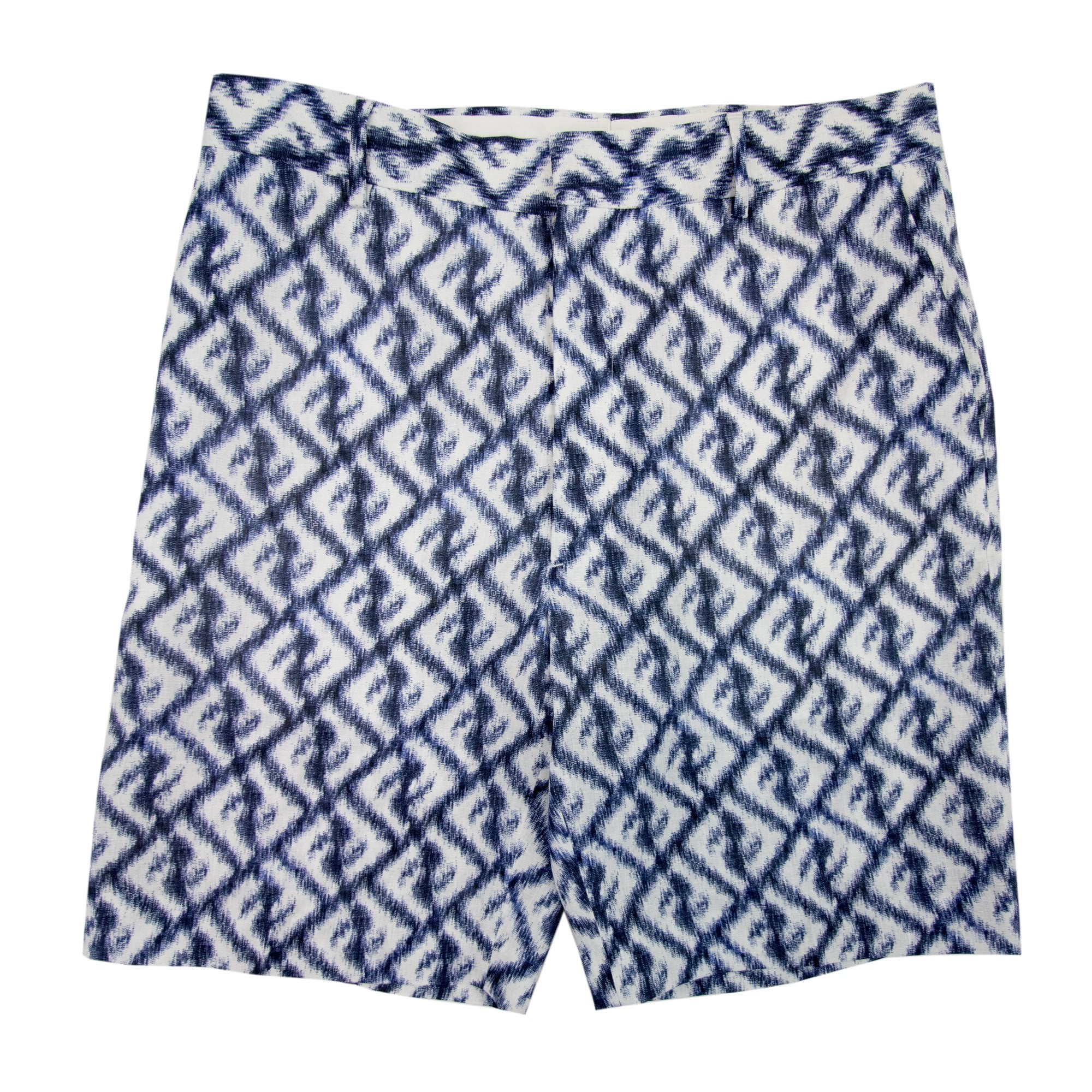 Fendi Linen Ff Chine Shorts Blue