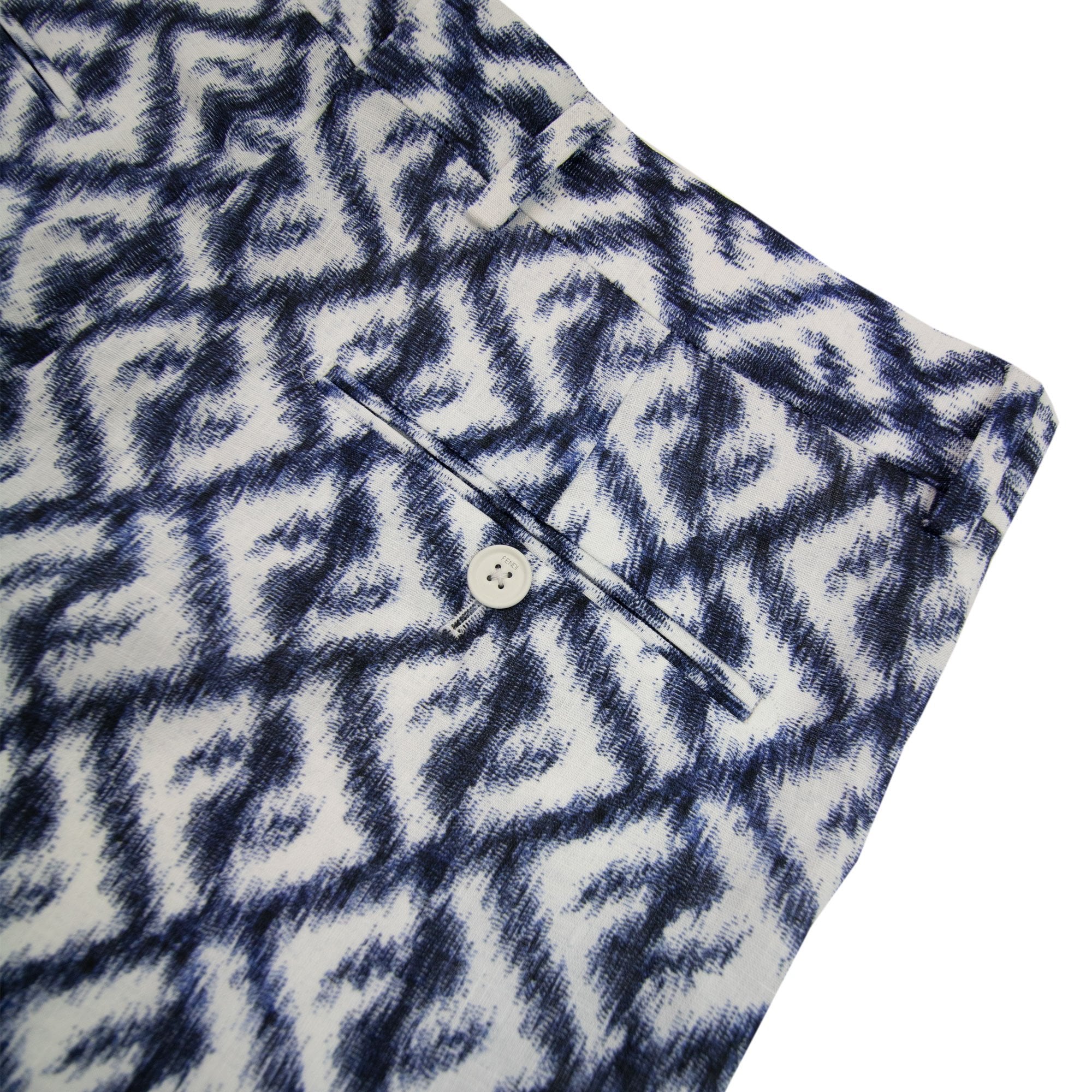 Fendi Linen Ff Chine Shorts Blue