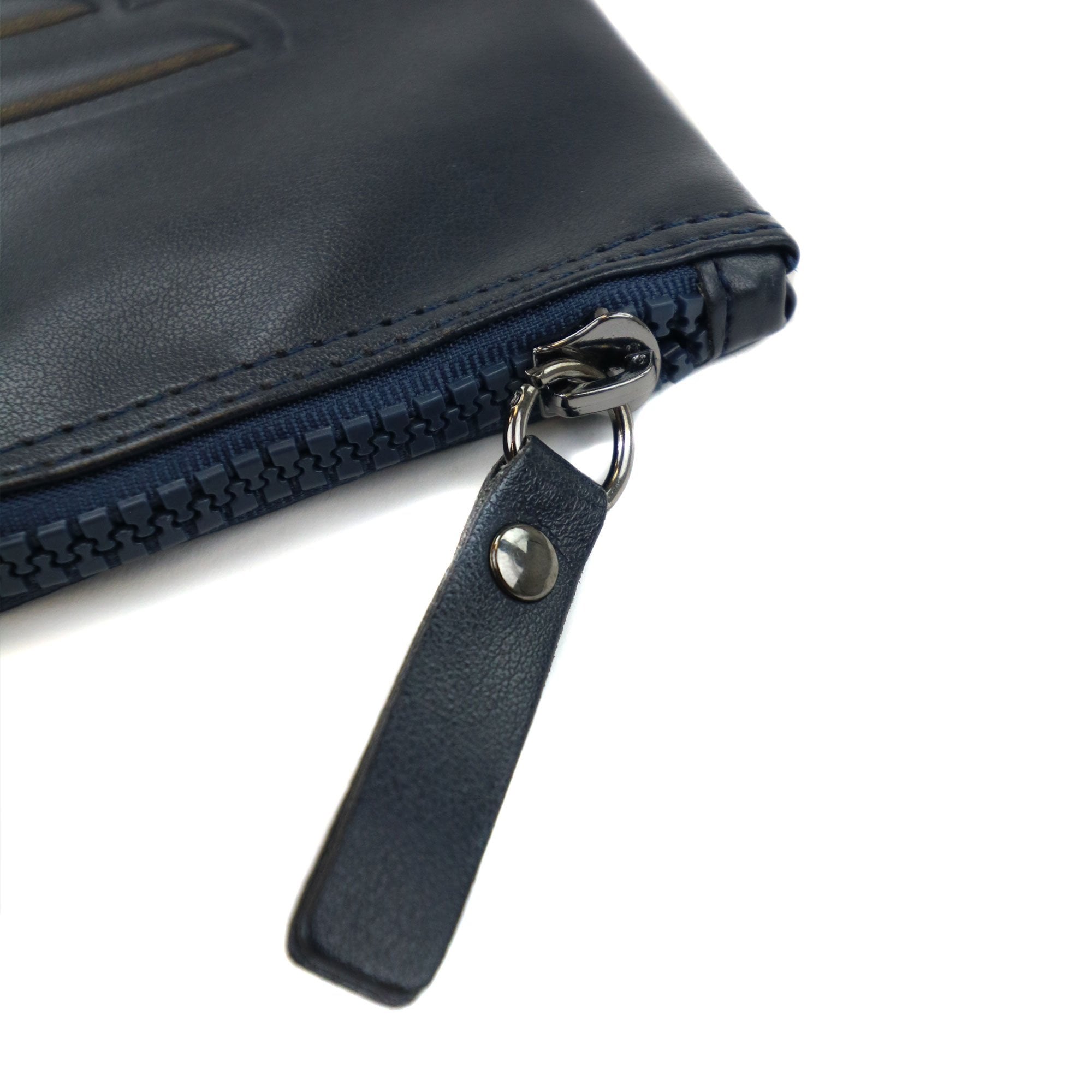 Emporio Armani Logo Leather Wash Bag Navy