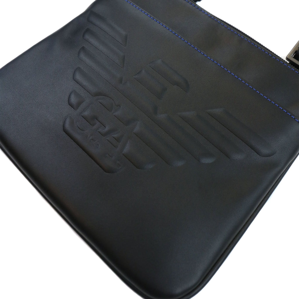 Emporio Armani Embossed Leather Crossbody Bag Black