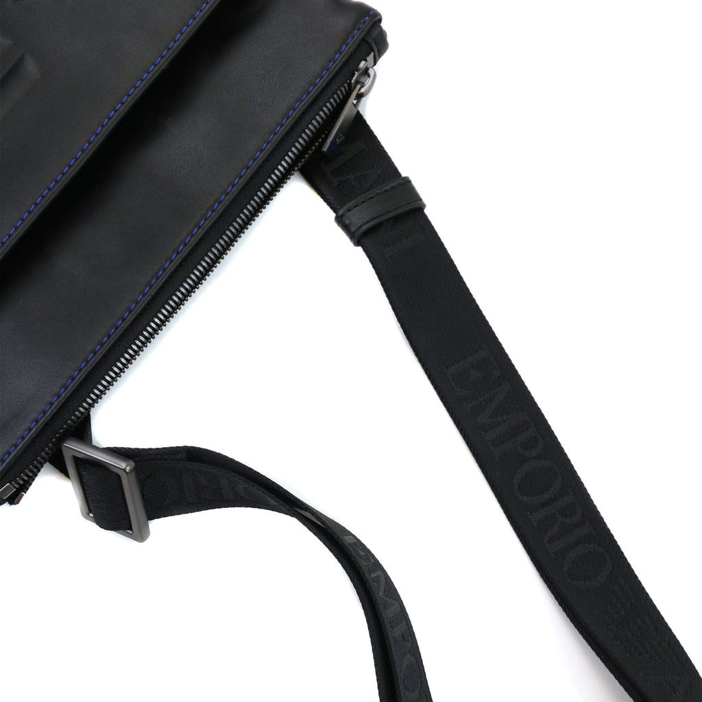 Emporio Armani Embossed Leather Crossbody Bag Black