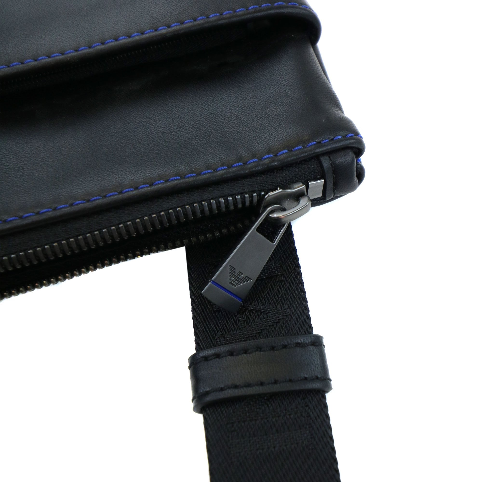Emporio Armani Embossed Leather Crossbody Bag Black