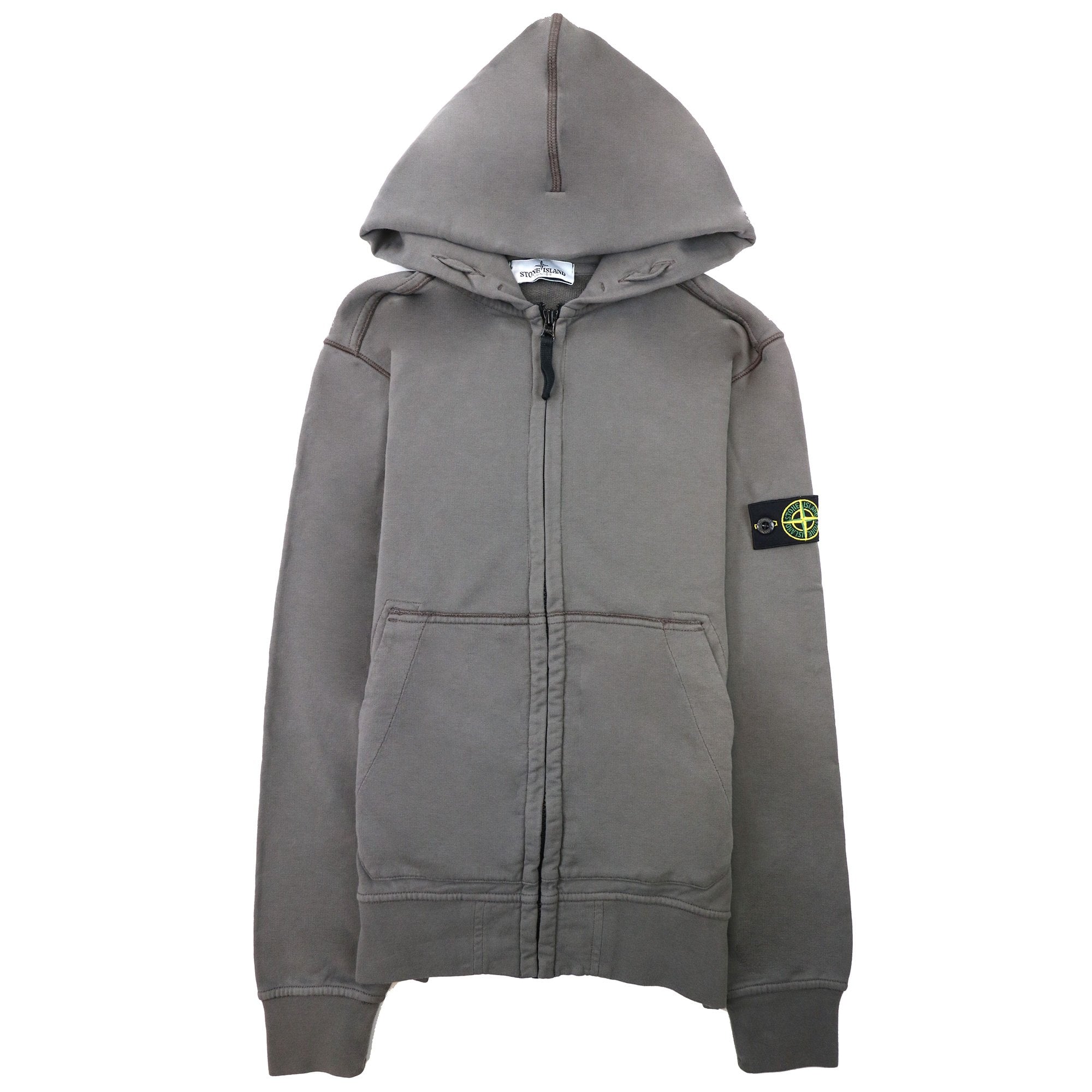 Stone Island Junior 60640 Hooded Zip Up Sweatshirt Khaki V0060