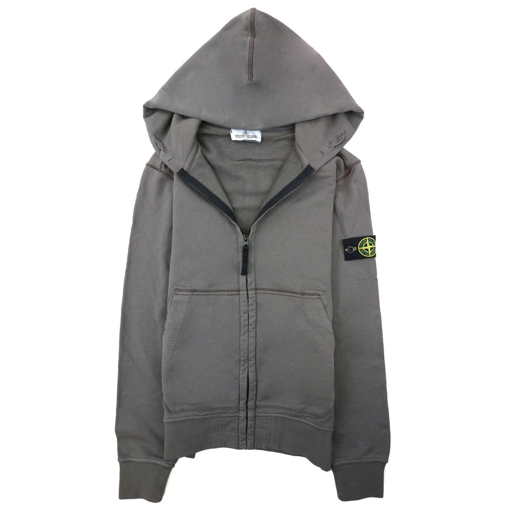 Stone Island Junior 60640 Hooded Zip Up Sweatshirt Khaki V0060