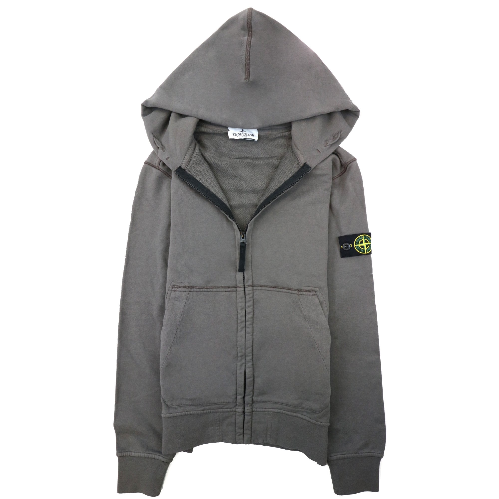 Stone Island Junior 60640 Hooded Zip Up Sweatshirt Khaki V0060