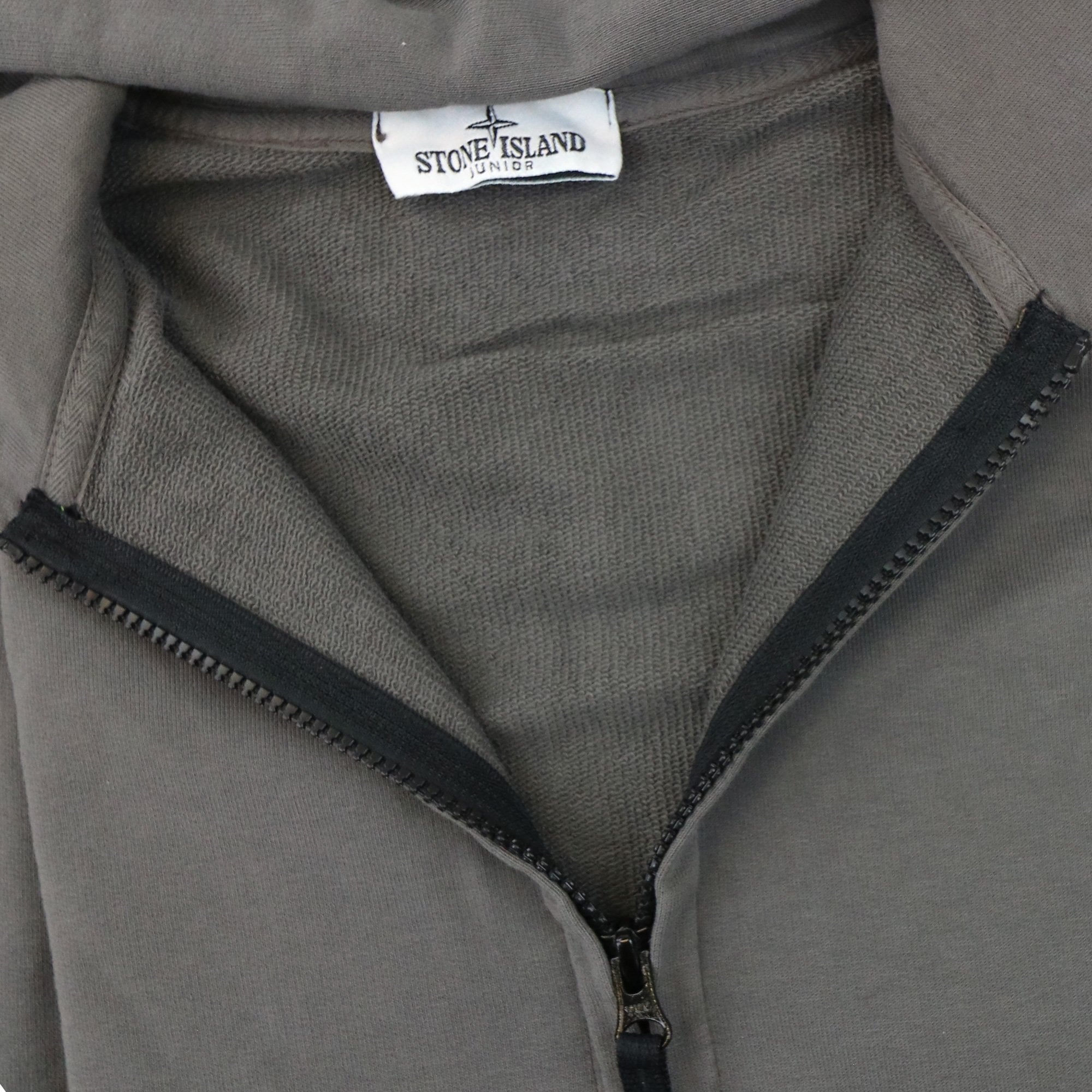 Stone Island Junior 60640 Hooded Zip Up Sweatshirt Khaki V0060