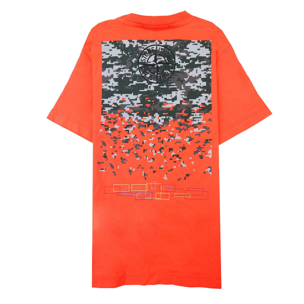 Stone Island Junior 21054 Logo T Shirt Coral V0036