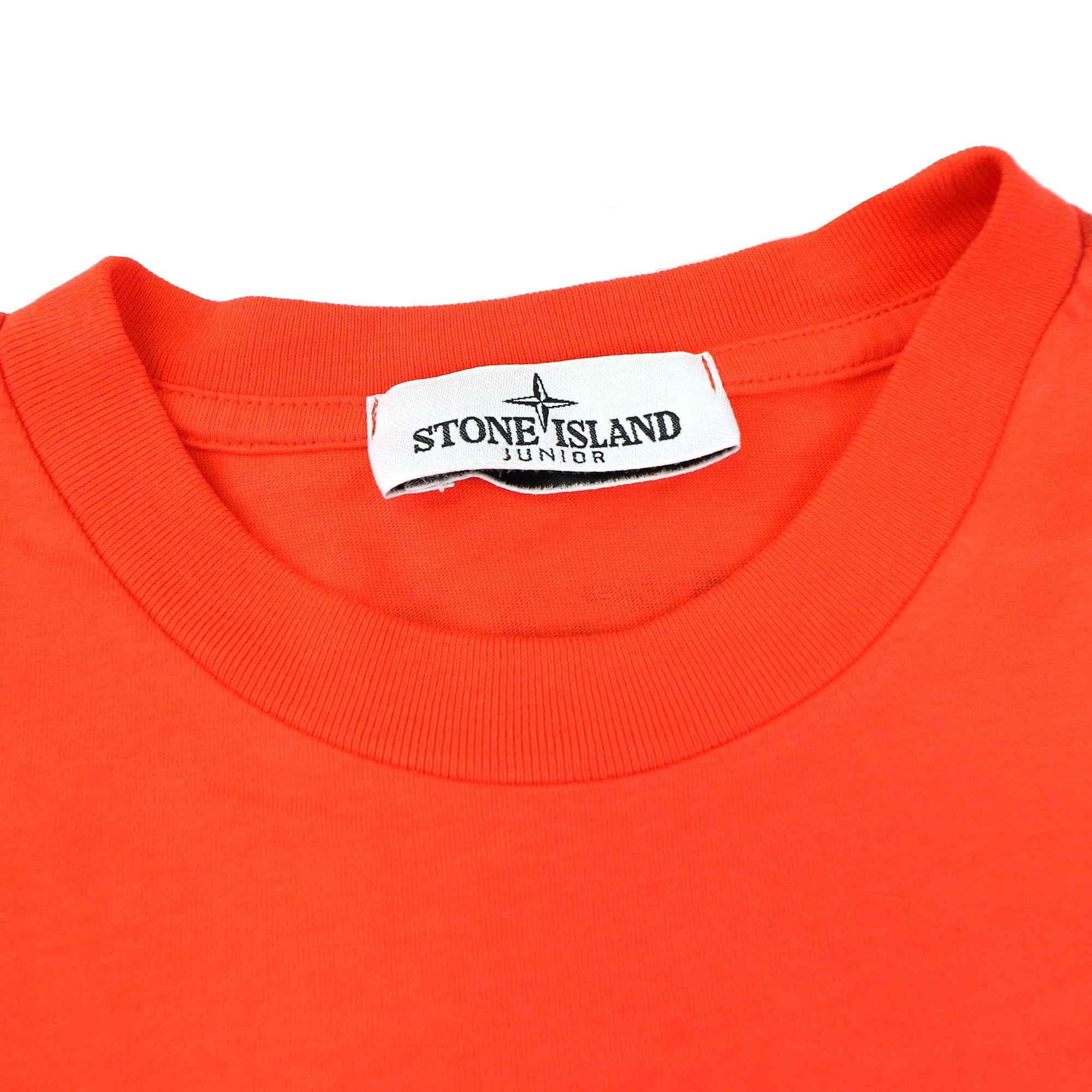 Stone Island Junior 21054 Logo T Shirt Coral V0036