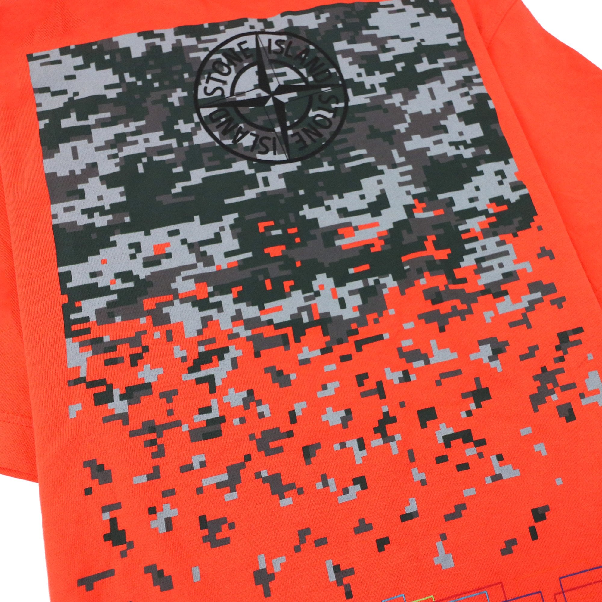 Stone Island Junior 21054 Logo T Shirt Coral V0036