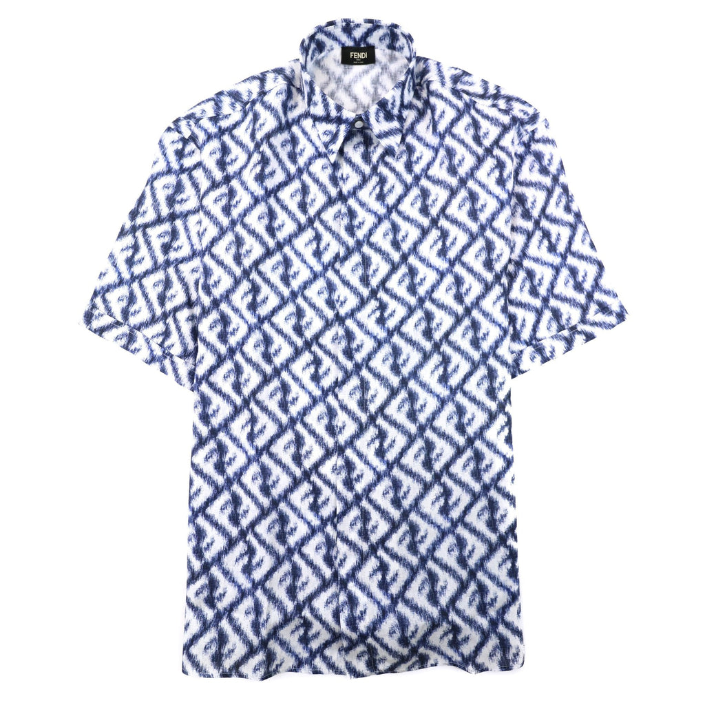 Fendi Linen Ff Chine Shirt Blue