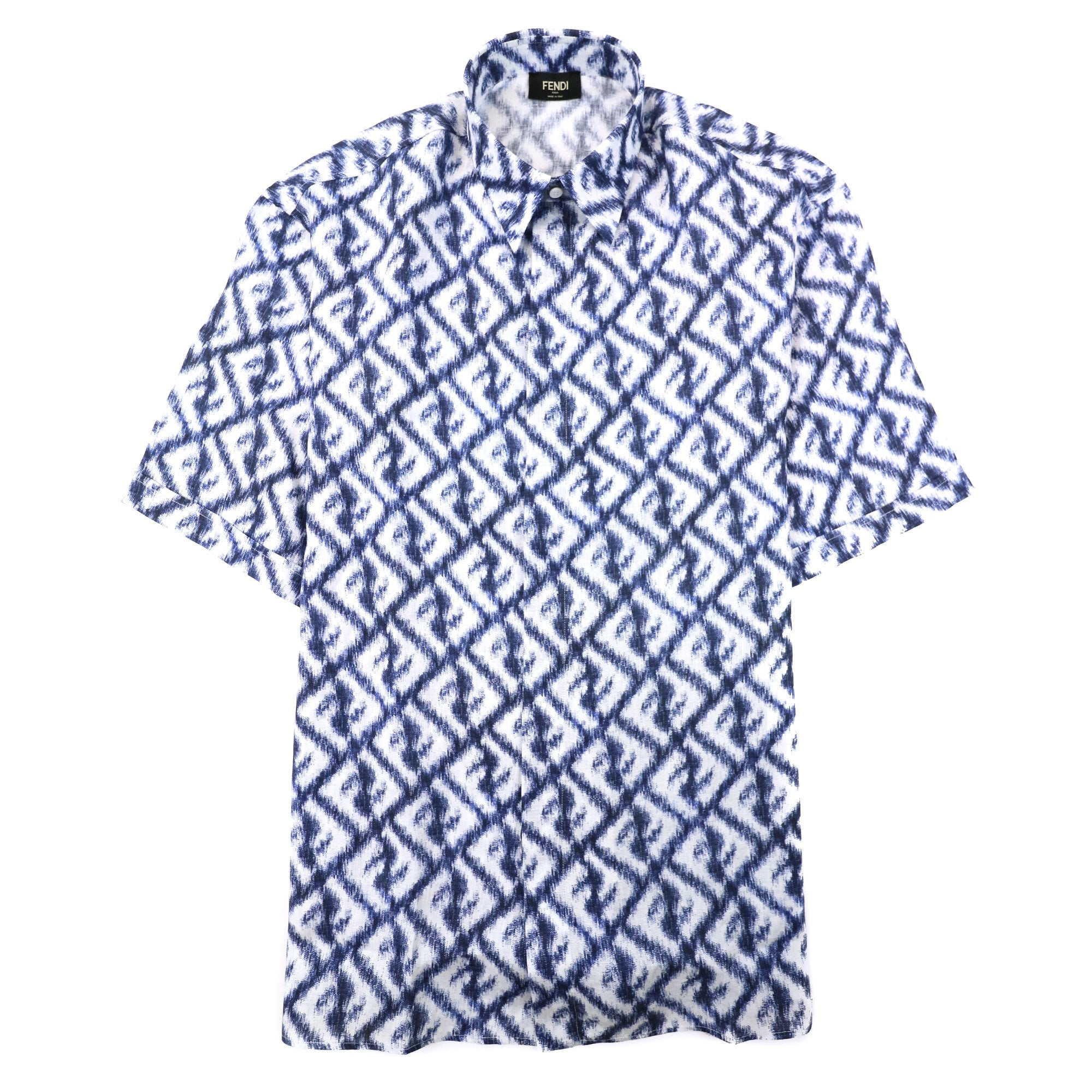Fendi Linen Ff Chine Shirt Blue
