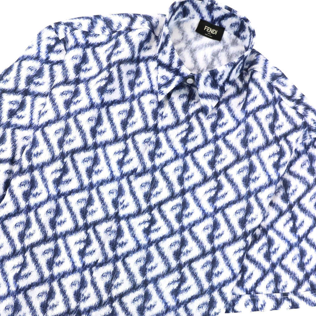 Fendi Linen Ff Chine Shirt Blue