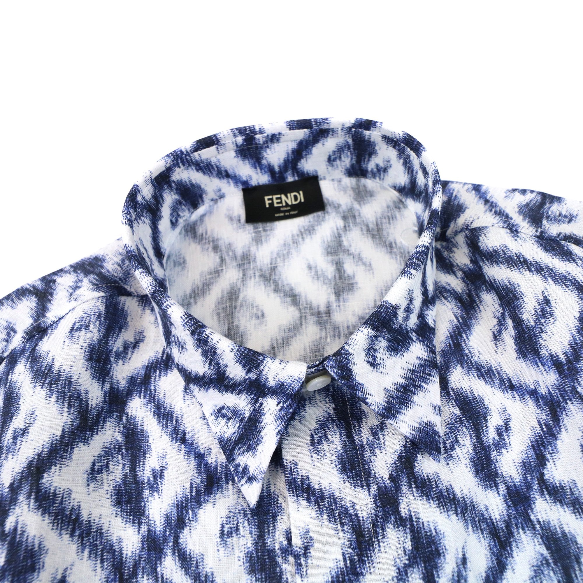 Fendi Linen Ff Chine Shirt Blue