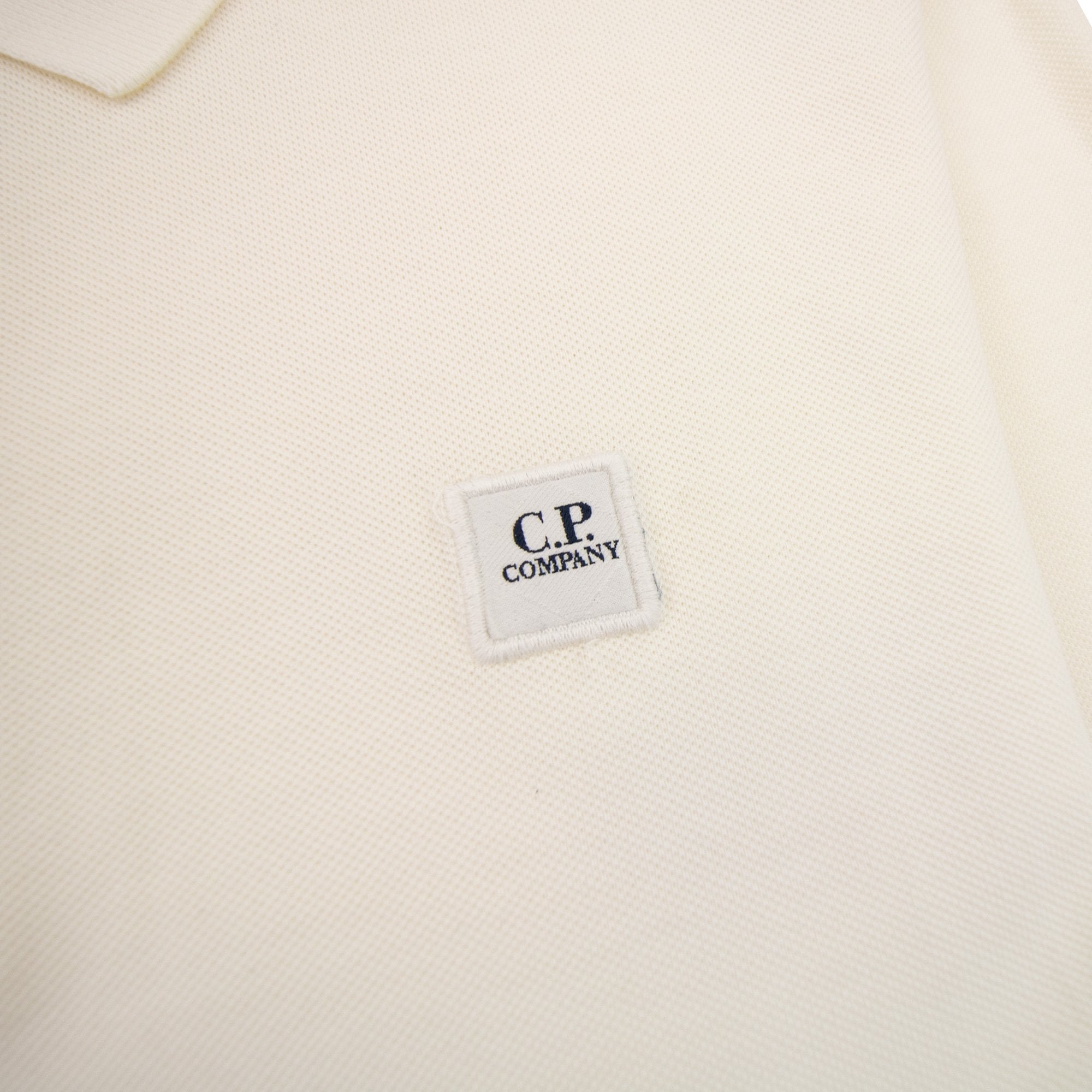 Cp Company Piquet Long Sleeve Polo Shirt Regular Fit Off White