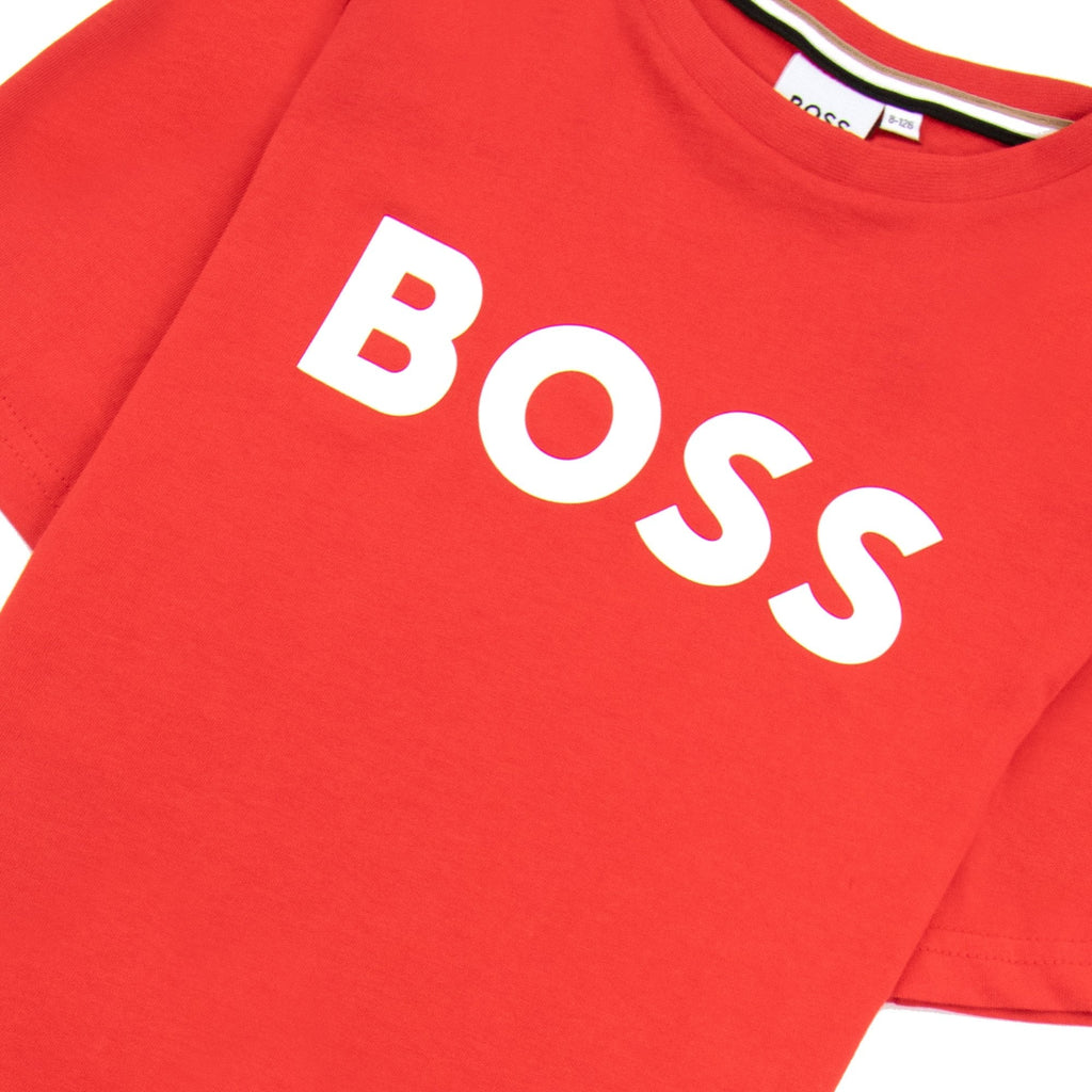 Hugo Boss Kids Logo Printed T Shirt Red 991