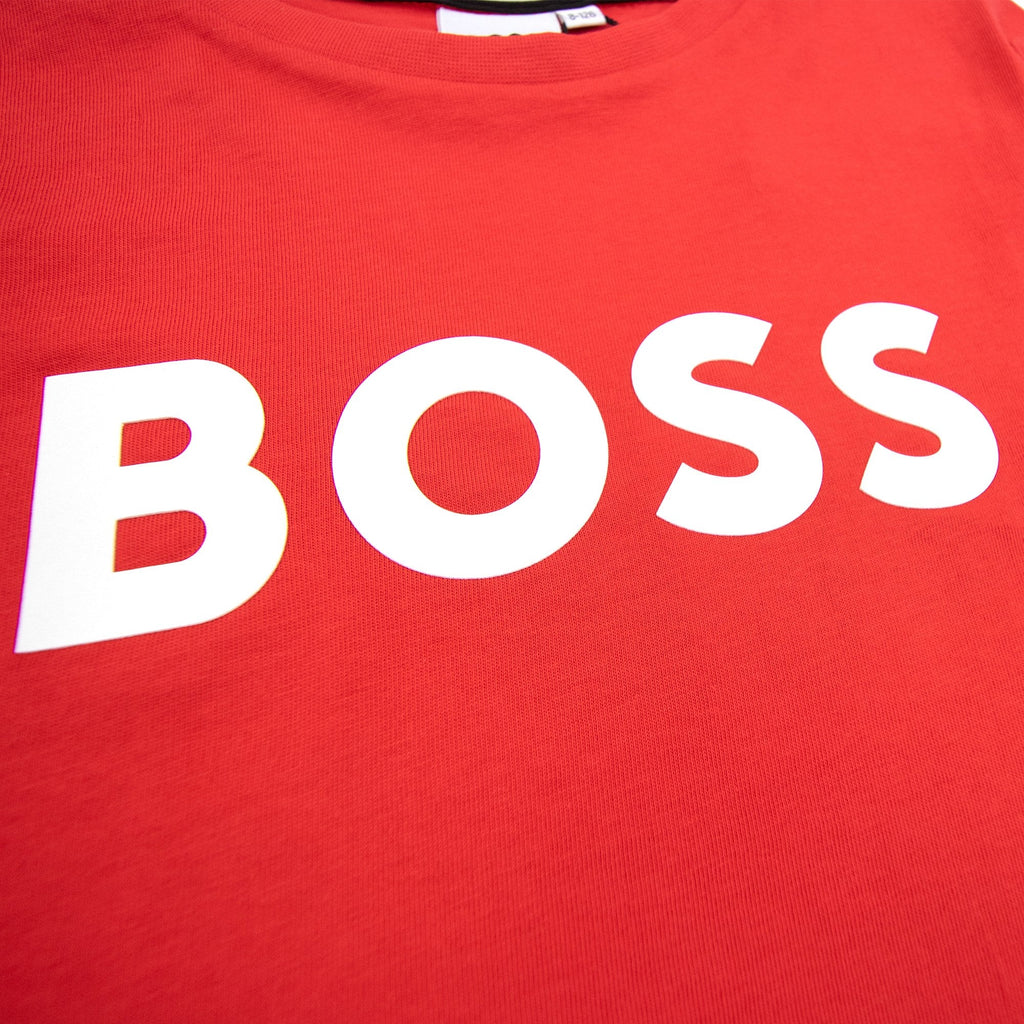Hugo Boss Kids Logo Printed T Shirt Red 991