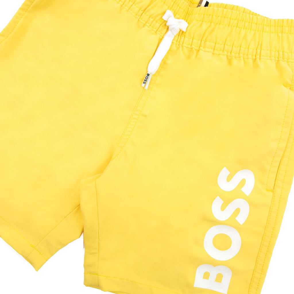 Hugo Boss Kids Infant Logo Swim Shorts Yellow 528