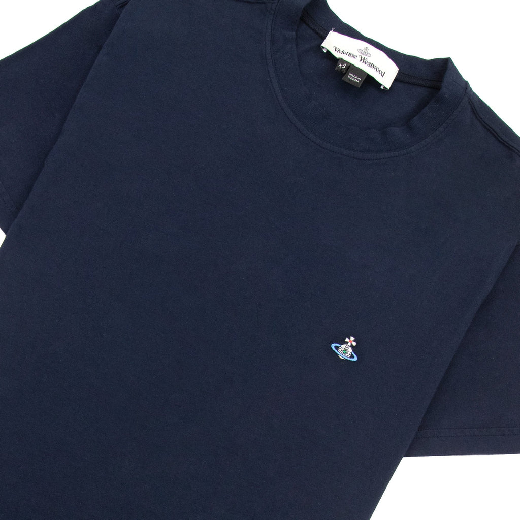 Vivienne Westwood Embroidered Orb Log Classic T Shirt Navy K401
