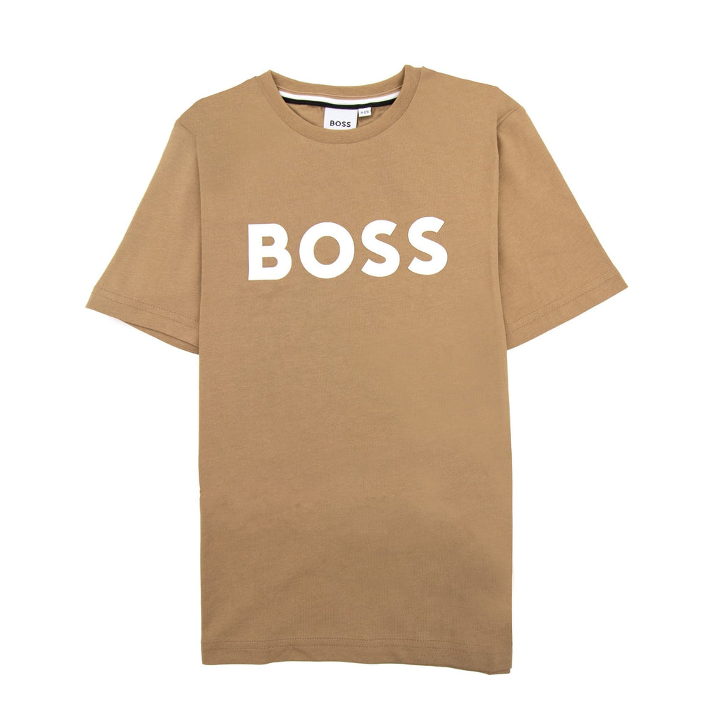 Hugo Boss Kids Logo Printed T Shirt Beige 269