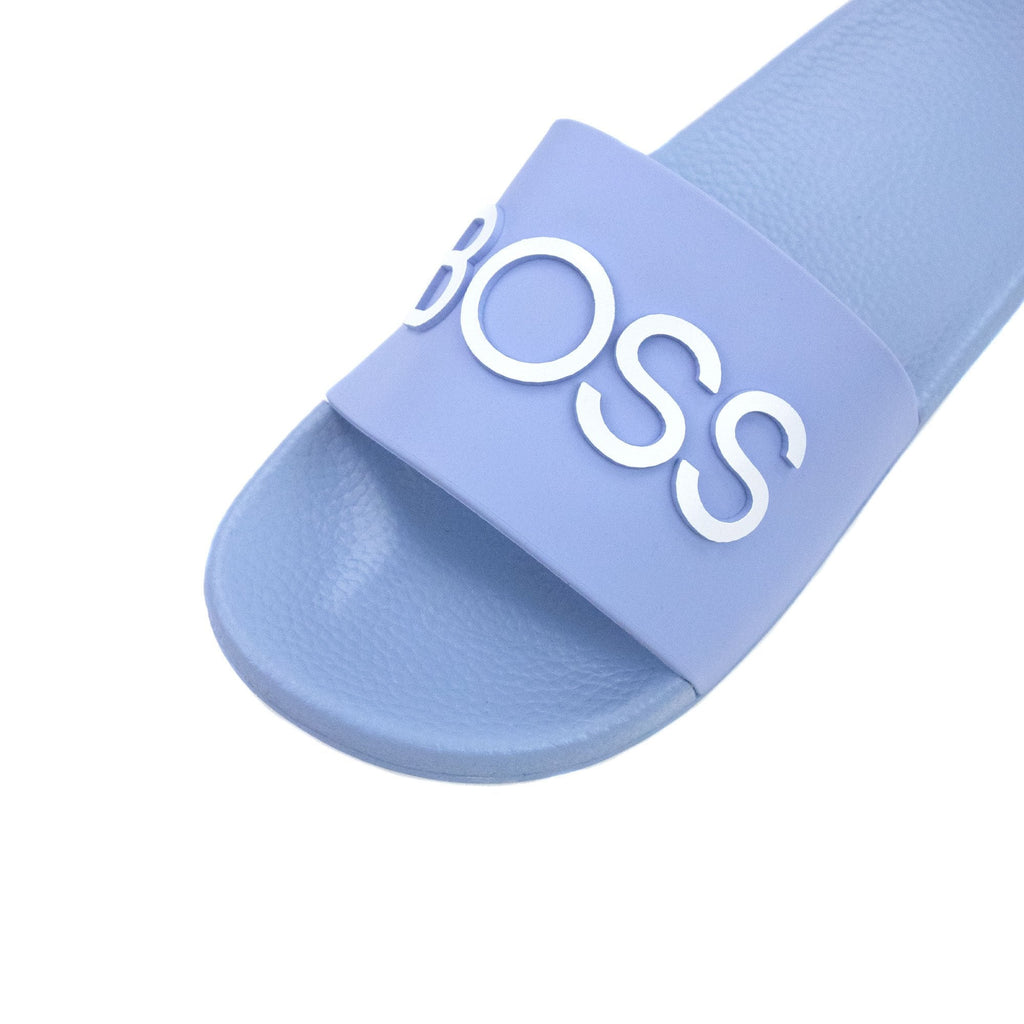 Hugo Boss Kids Embossed Logo Sliders Pale Blue 77a