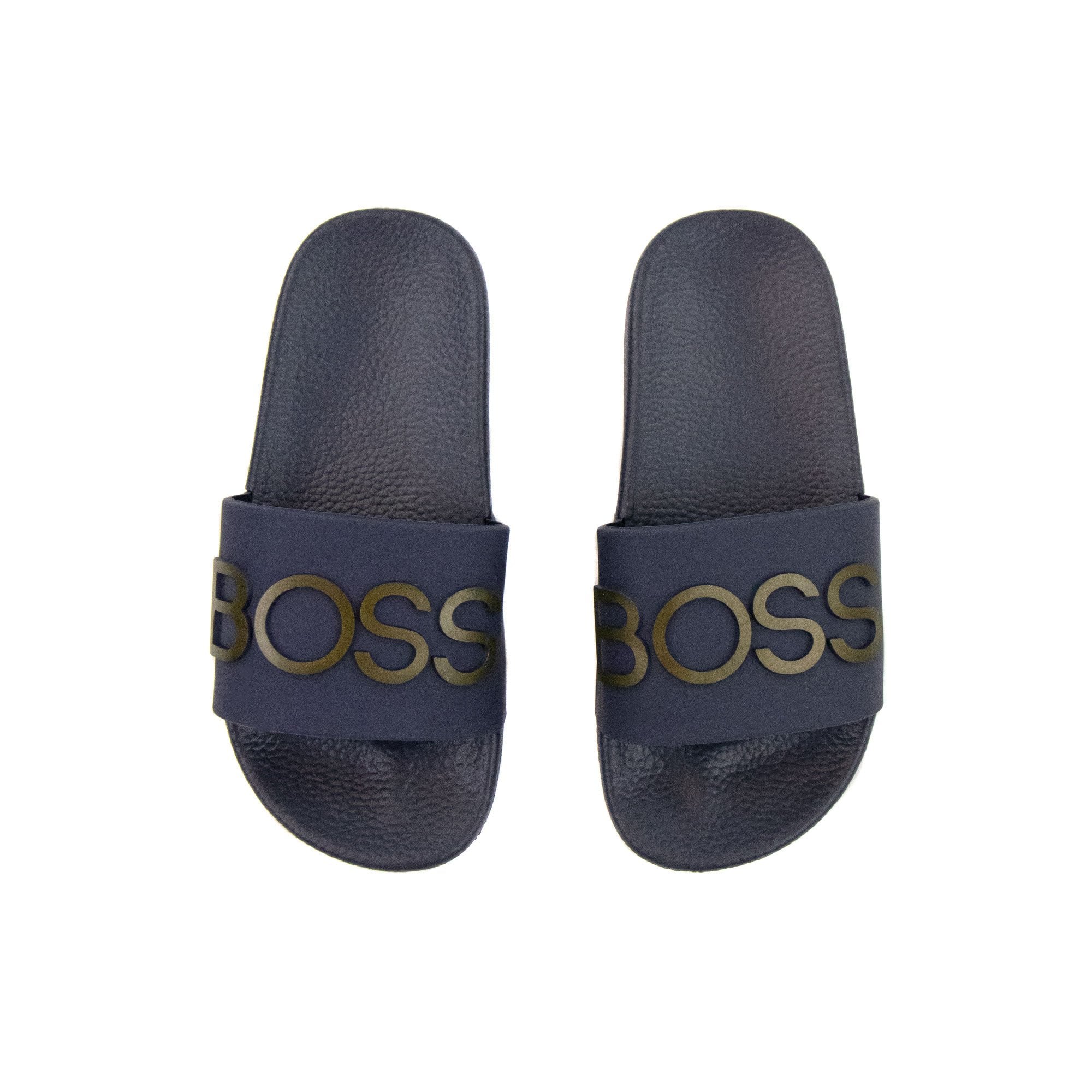 Hugo Boss Kids Embossed Logo Sliders Navy 849