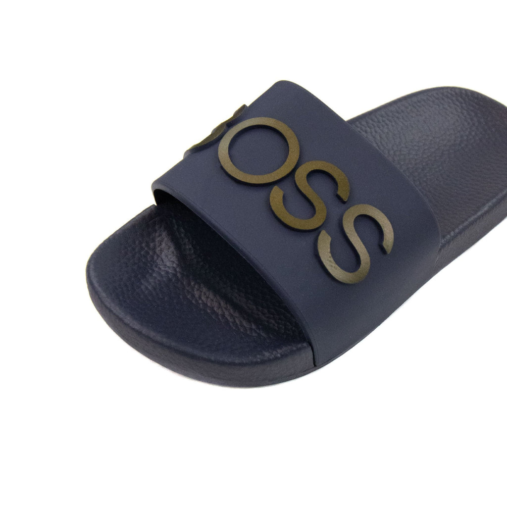 Hugo Boss Kids Embossed Logo Sliders Navy 849