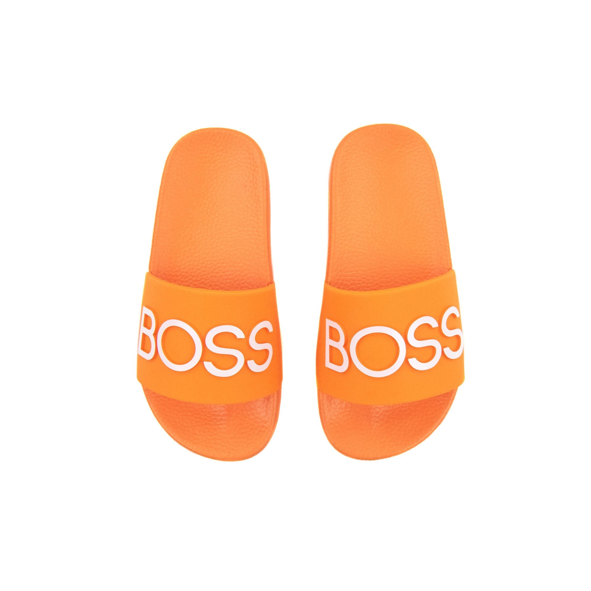 Hugo Boss Kids Embossed Logo Sliders Orange 401