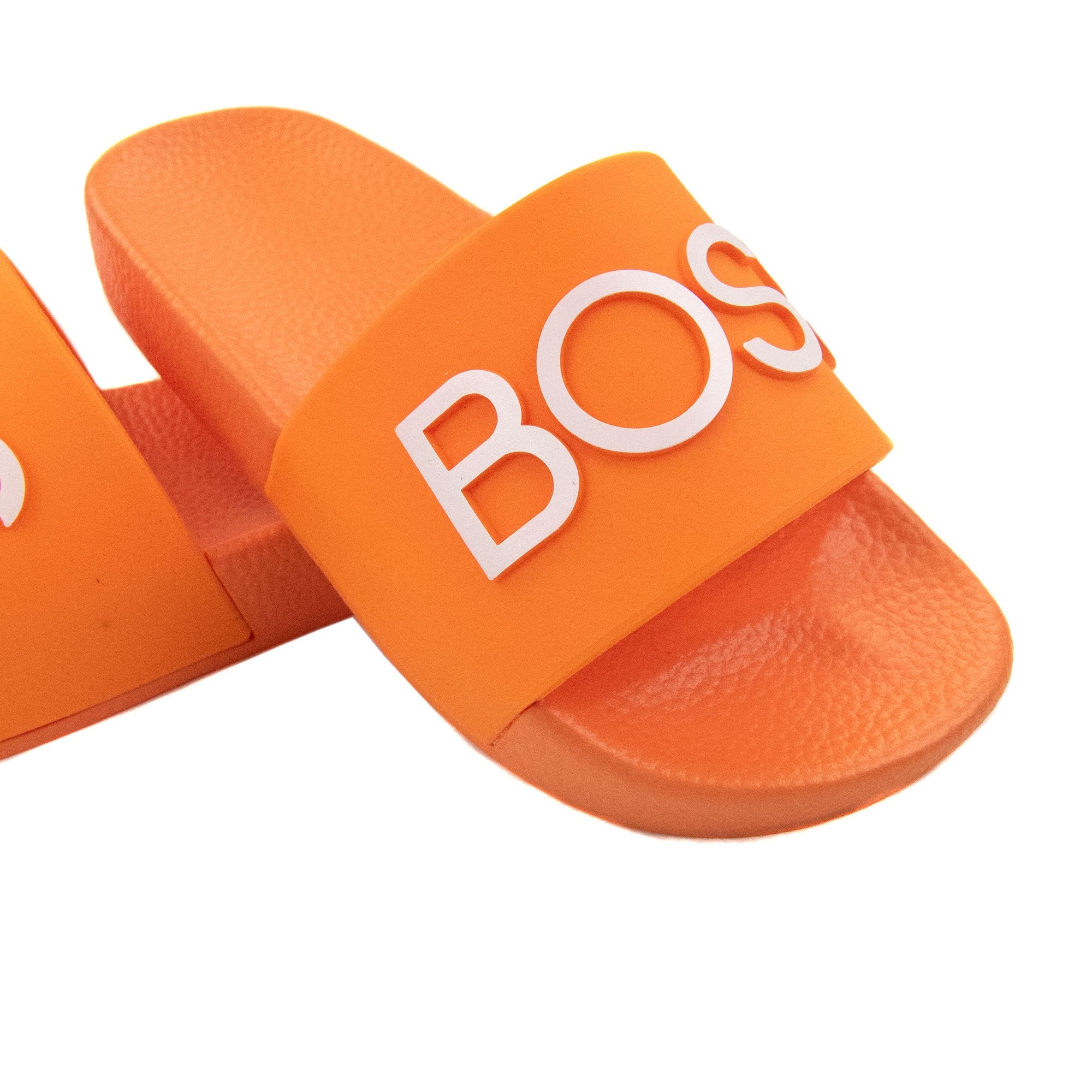 Hugo Boss Kids Embossed Logo Sliders Orange 401